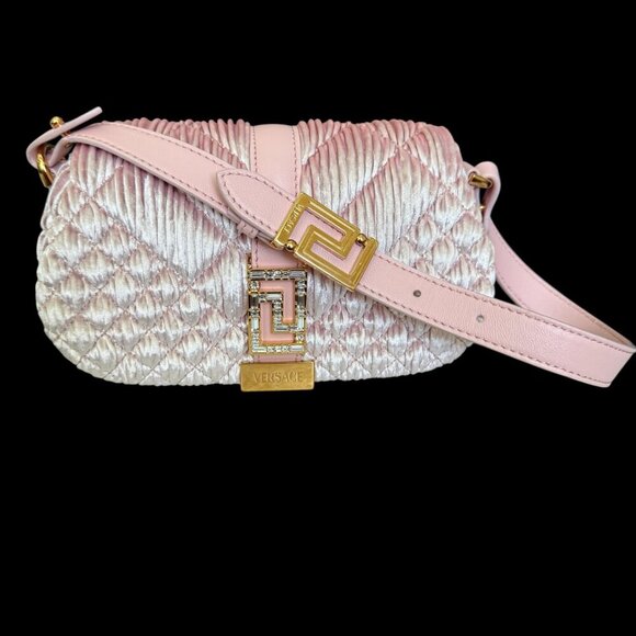 Versace Womens 1010951 Greca Goddess Quilted fabric & Lamb leather Shoulder Bag - Picture 1 of 16